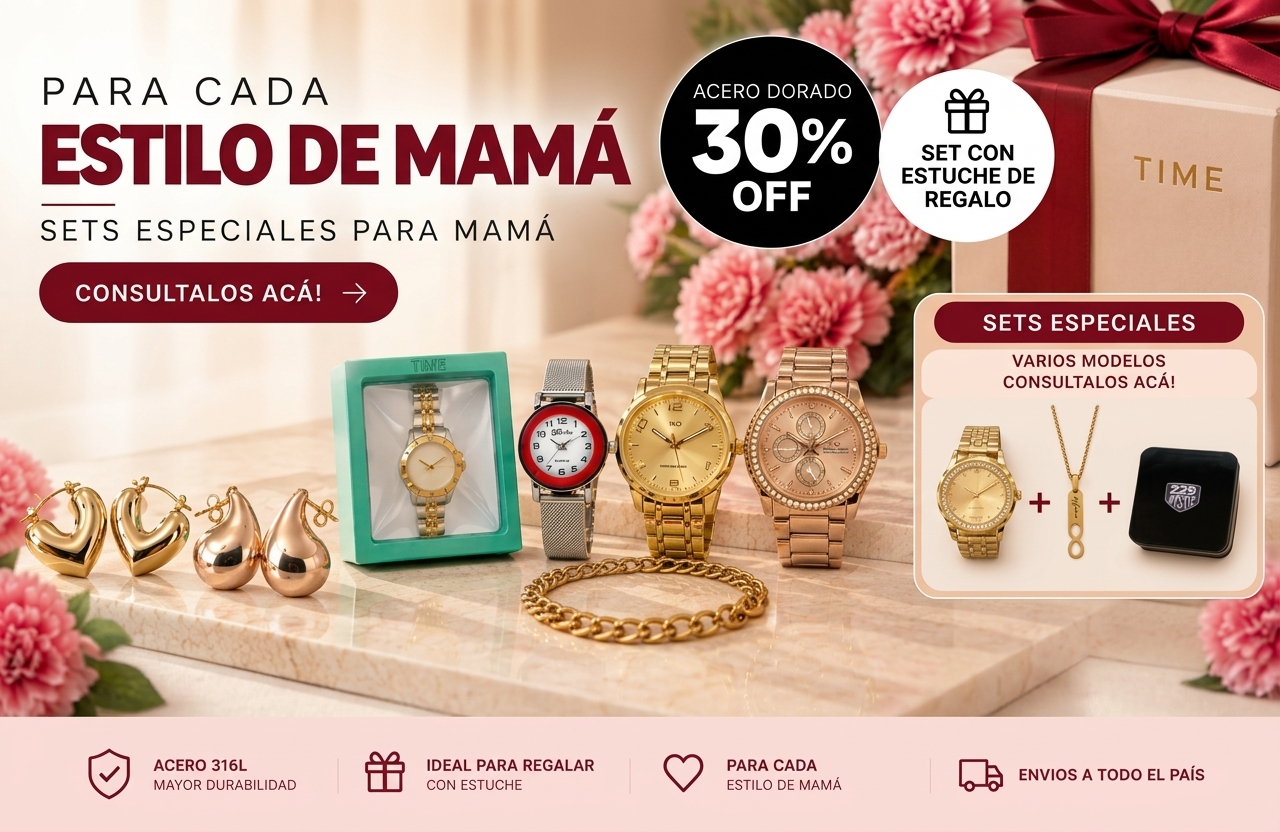Para cada estilo de mamá: sets especiales con 30% off en acero dorado y estuche de regalo
